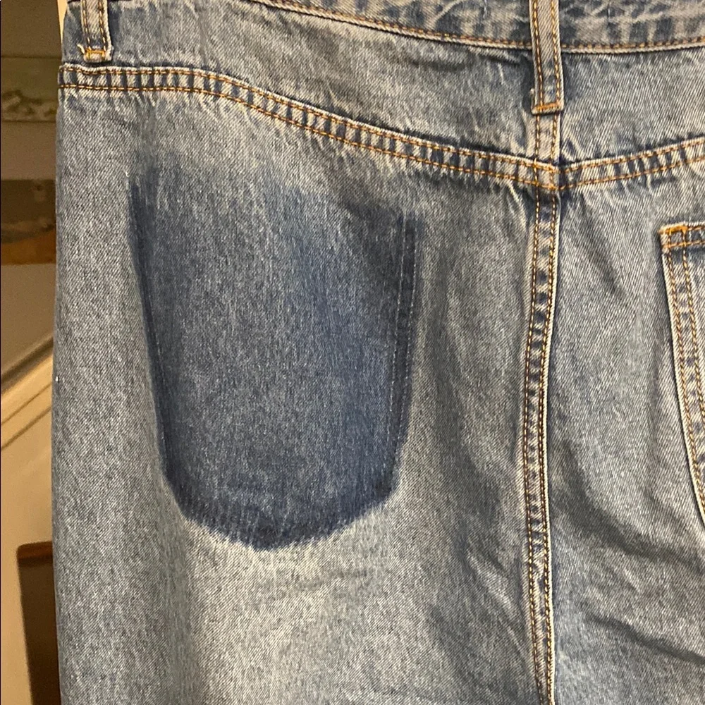 Fashion Nova Blue Distressed Wide Leg Jeans - Picture 13 of 14
